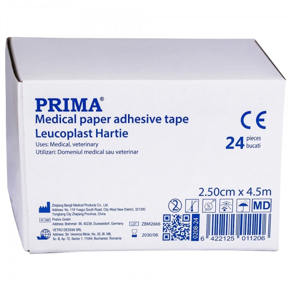 Leucoplast hartie - 2.5 cm x 4.5 m - 24 buc