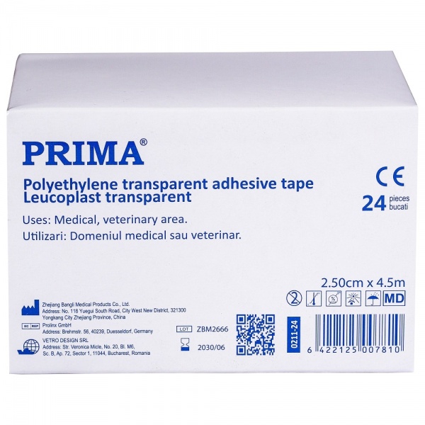 Leucoplast transparent - 2.5 cm x 4.5 m - 24 buc