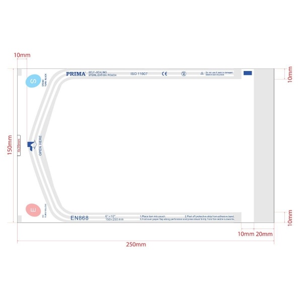 Pungi sterilizare autosigilante autoclav - 150 x 250 mm - 100 buc