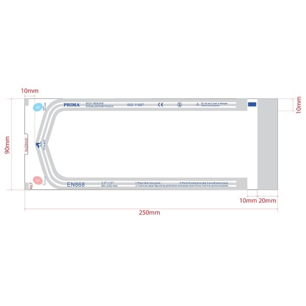 Pungi sterilizare autosigilante autoclav - 90 x 250 mm - 100 buc