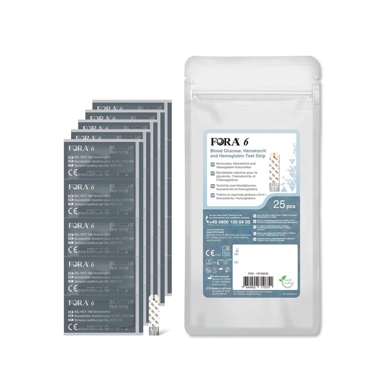 Teste FORA 6 - 3 in 1 - glicemie, hematocrit, hemoglobina – 25 buc