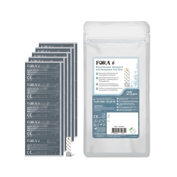 Teste FORA 6 - 3 in 1 - glicemie, hematocrit, hemoglobina – 25 buc