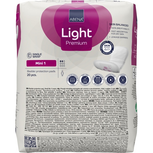 Abena Light Mini Plus 1 - Absorbante anatomice - 20 buc