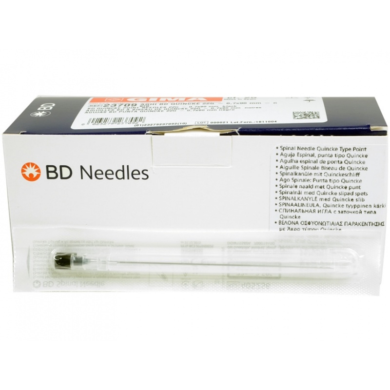 Ace Spinale BD cu Varf tip Quincke - 22G ( 0.7 x 90 mm ) - 25 bucati