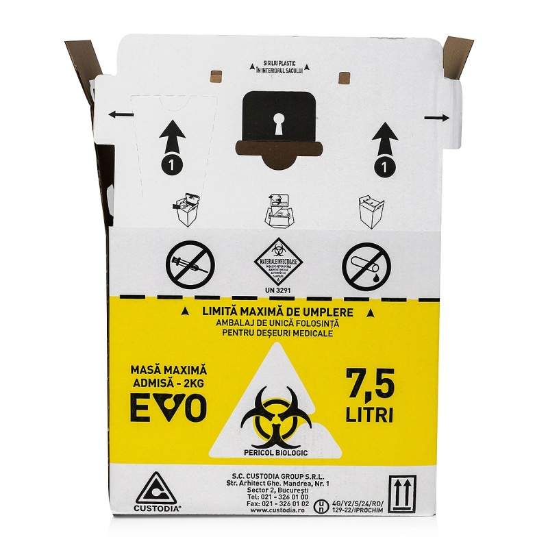 Cutii carton pentru deseuri infectioase 7.5 l, cu sac galben 2