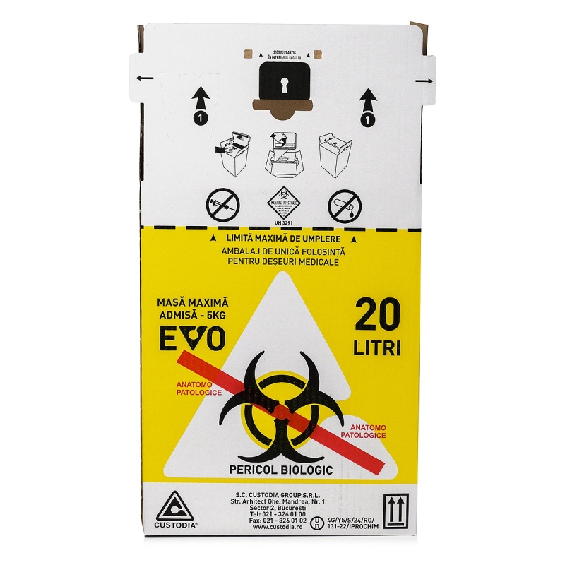Cutii carton pentru deseuri anatomo patologice 20 l, cu sac galben 2