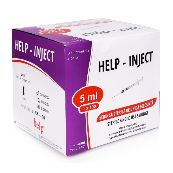 Seringi 5 ml cu ac 21G - 100 buc