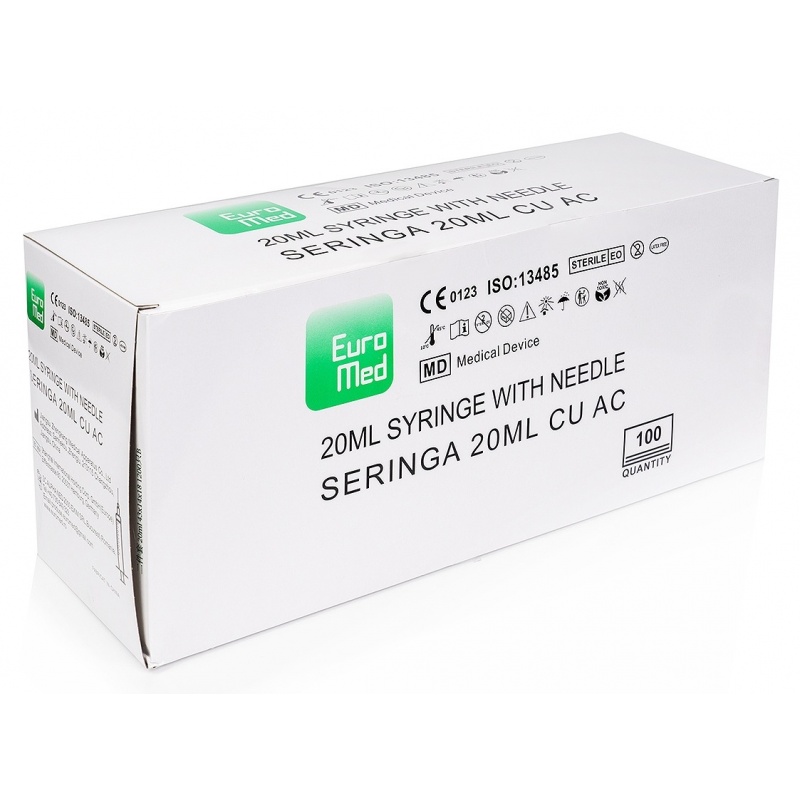 Seringi 20 ml cu 2 componente si ac 21G - 100 buc