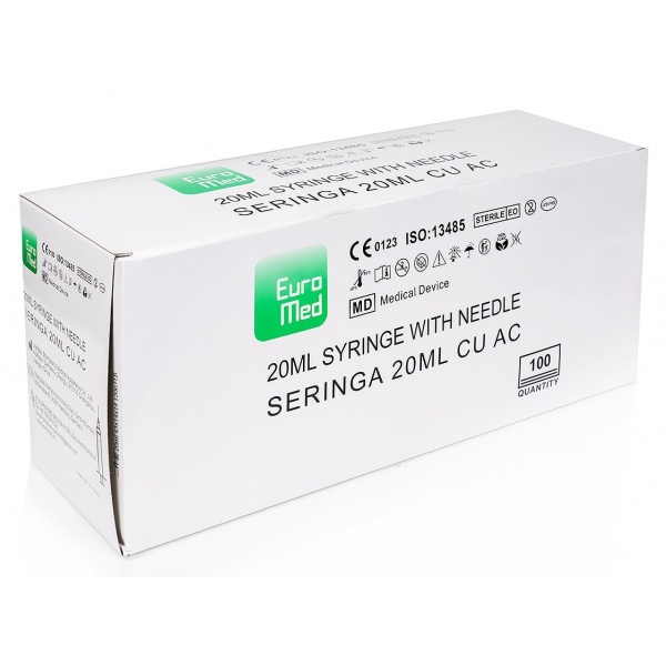 Seringi 20 ml cu 2 componente si ac 21G - 100 buc