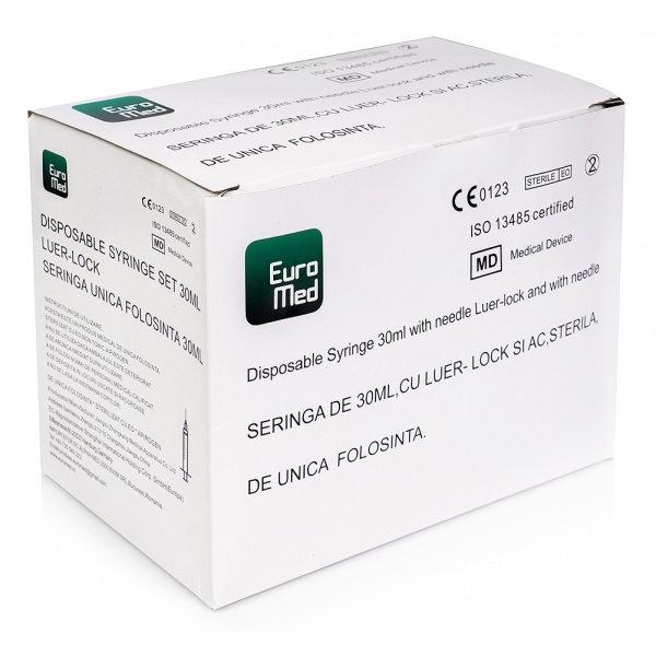 Seringi 30 ml cu Luer Lock si Ac 18G - 40 buc