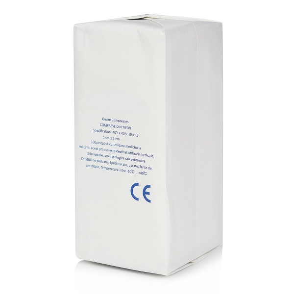 Comprese tifon nesterile 5 x 5 cm - 8 straturi - 100 buc
