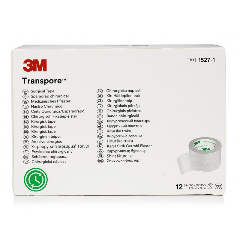 Transpore 3M - Leucoplast plastic transparent - 2.5 cm x 9.1 m