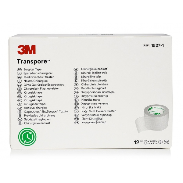 Transpore 3M - Leucoplast plastic transparent - 2.5 cm x 9.1 m