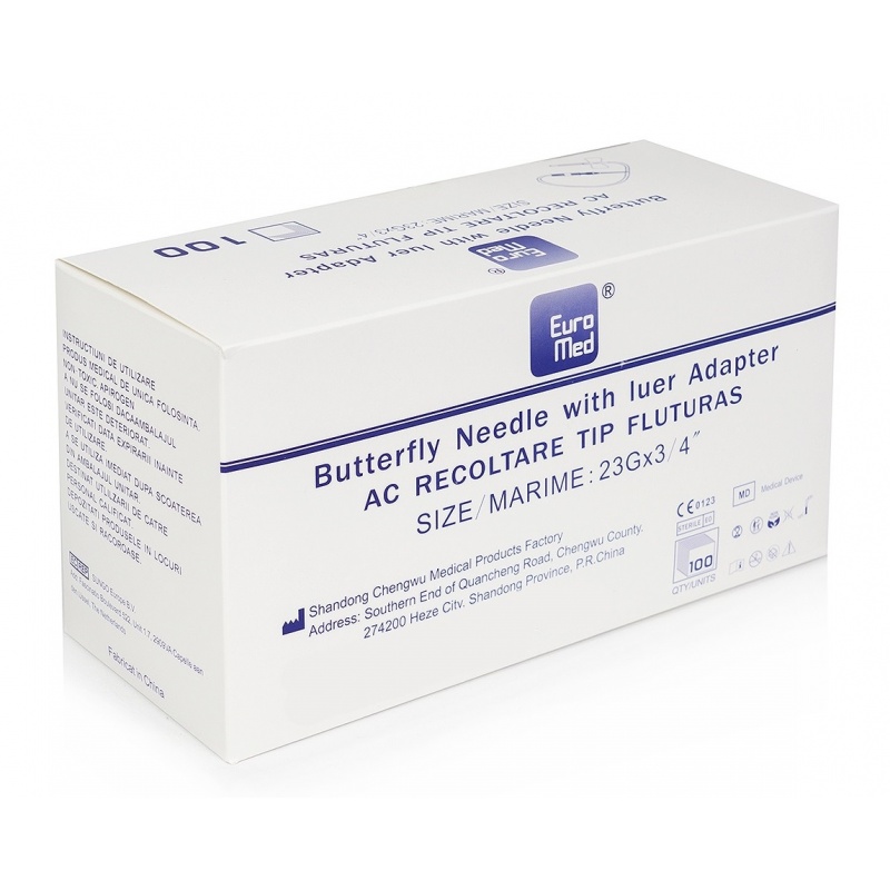 Seturi de recoltare, fluturasi, cu Luer Lock - 23G - 100 buc