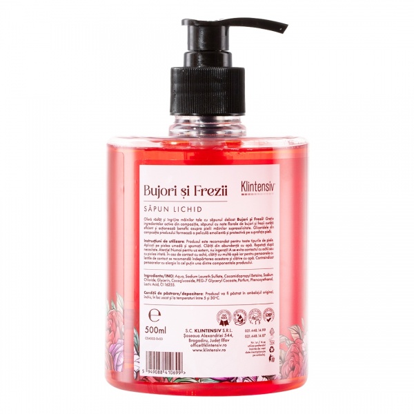 Sapun Lichid cu Parfum de Bujori si Frezii Klintensiv - 500 ml