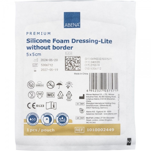 Abena Lite - Pansament steril din spuma, fara adeziv - 5 x 5 cm - 10 buc