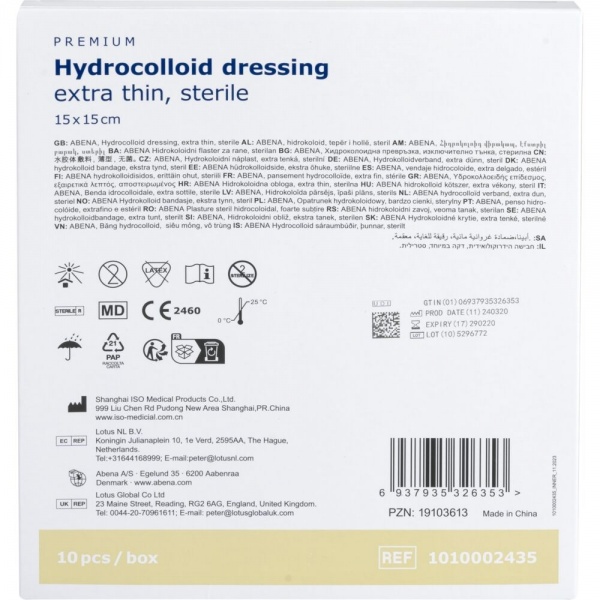 Abena - Pansament hidrocoloidal steril - 15 x 15 cm - 10 buc