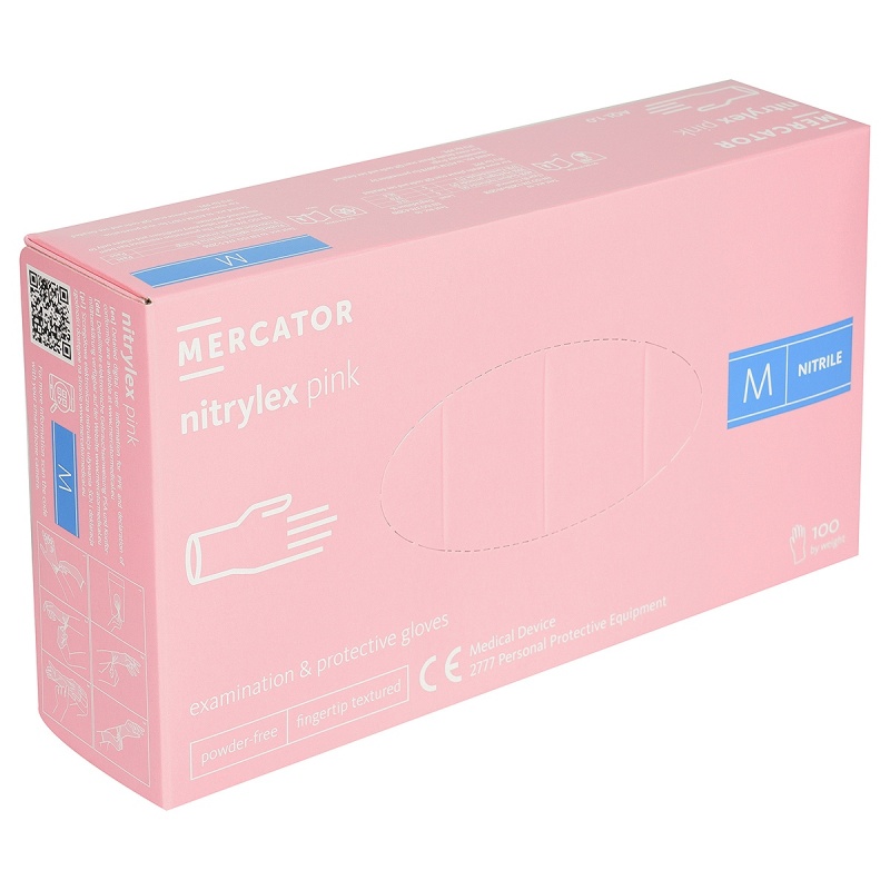 Manusi Examinare din Nitril - Nitrylex Roz - 100 buc 2