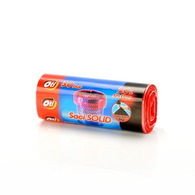 Saci menaj SOLID 20 l., rosu, 44x50 cm., 30 buc./rola