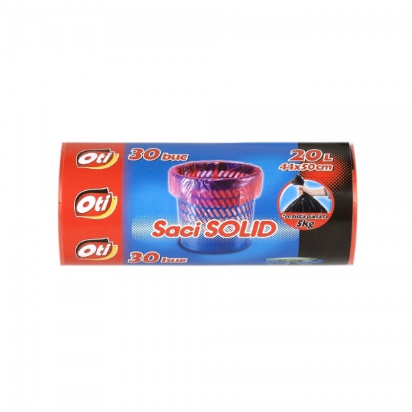 Saci menaj SOLID 20 l., rosu, 44x50 cm., 30 buc./rola