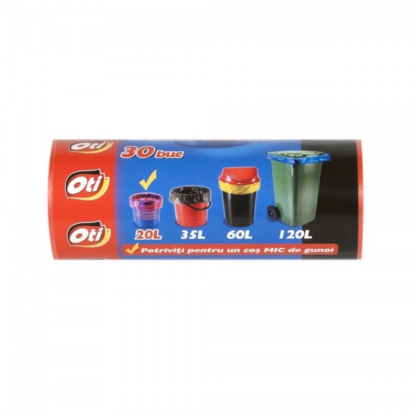 Saci menaj SOLID 20 l., rosu, 44x50 cm., 30 buc./rola