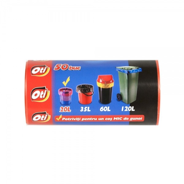 Saci menaj SOLID 20 l., rosu, 44x50 cm., 50 buc pe rola