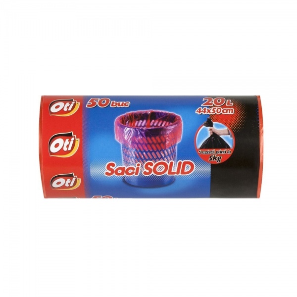 Saci menaj SOLID 20 l., rosu, 44x50 cm., 50 buc pe rola