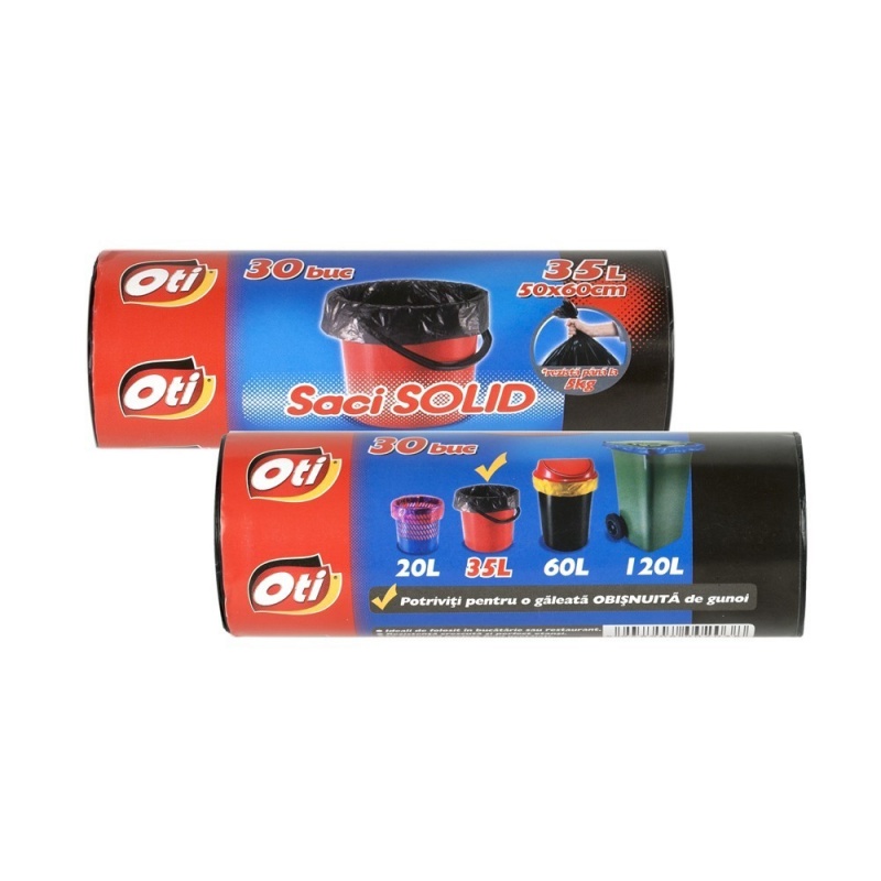 Saci menaj SOLID 35 l., negru, 50x60 cm., 30 buc pe rola 2