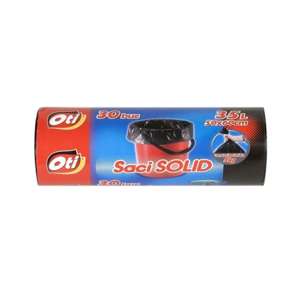 Saci menaj SOLID 35 l., negru, 50x60 cm., 30 buc pe rola