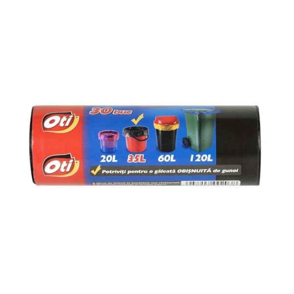 Saci menaj SOLID 35 l., negru, 50x60 cm., 30 buc pe rola