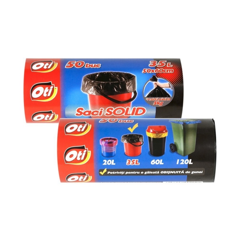 Saci menaj SOLID 35 l., negru, 50x60 cm., 50 buc./rola 2