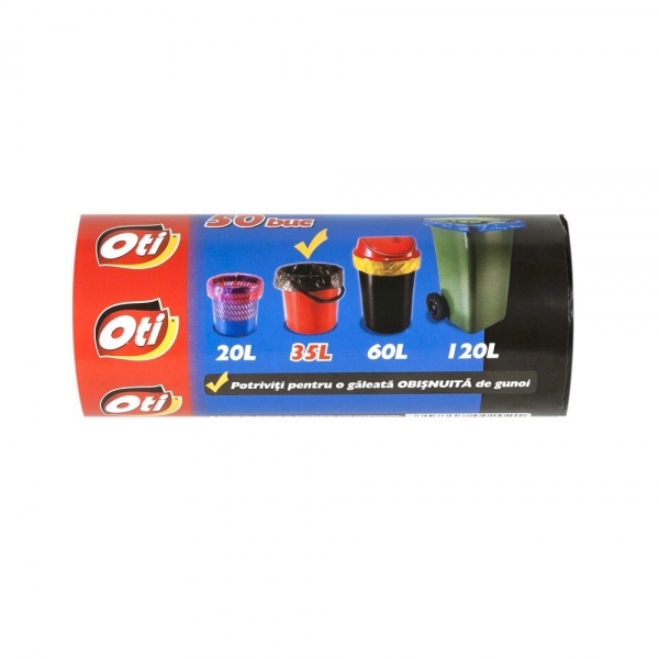 Saci menaj SOLID 35 l., negru, 50x60 cm., 50 buc./rola