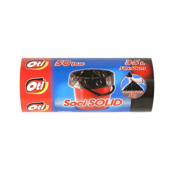 Saci menaj SOLID 35 l., negru, 50x60 cm., 50 buc./rola