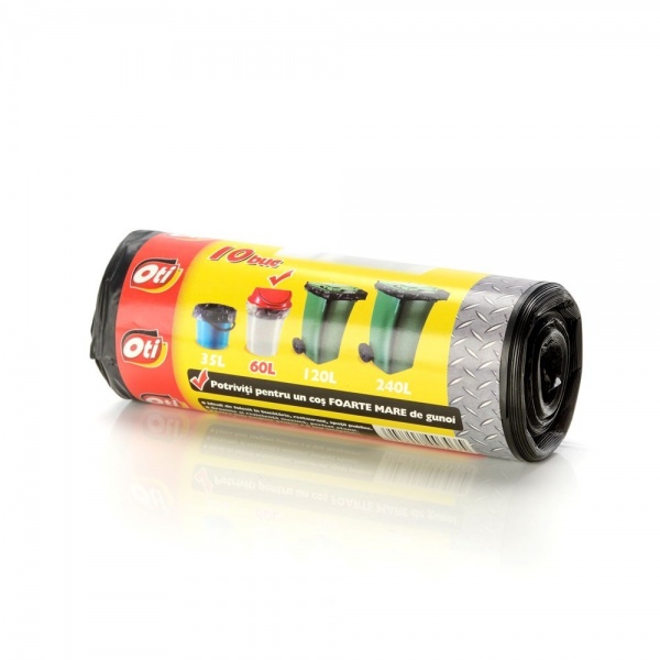 Saci menaj SOLID EXTRA, 60 l., negru, 60x80 cm., 10 buc./rola