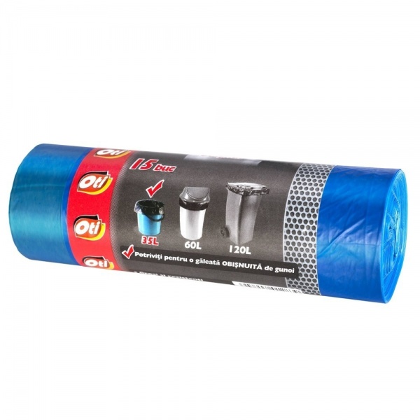 Saci menaj FORTE cu snur 35L, 50 x 60 cm, 15 buc./rola