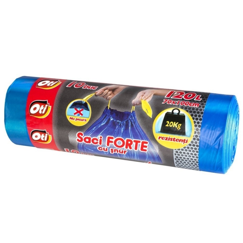 Saci menaj FORTE cu snur 120L, 70x100 cm, 10 buc./rola