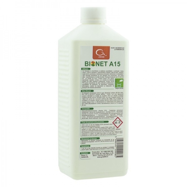 Dezinfectant suprafete BIONET A15 - 1 litru concentrat