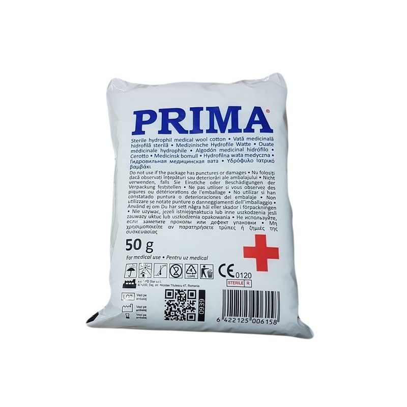 Vata medicinala 50 gr, bumbac - sterila 2