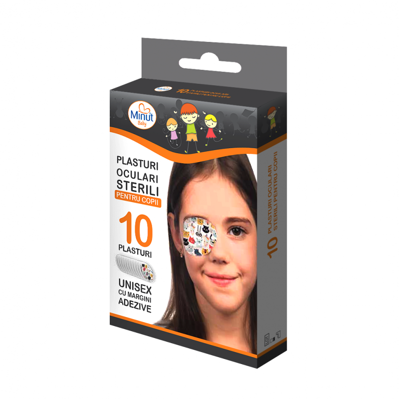 Plasturi pentru ochi cu desene - copii - 10 buc