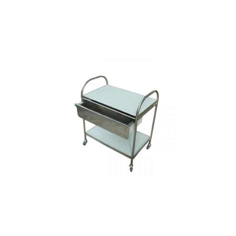 Masa instrumentar inox cu sertar si 2 blaturi manere verticale
