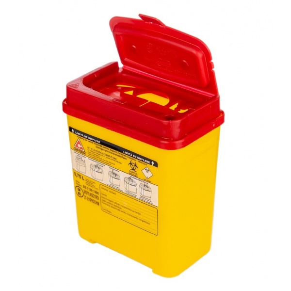 Recipient plastic pentru deseuri intepatoare taietoare - 0.75 litri