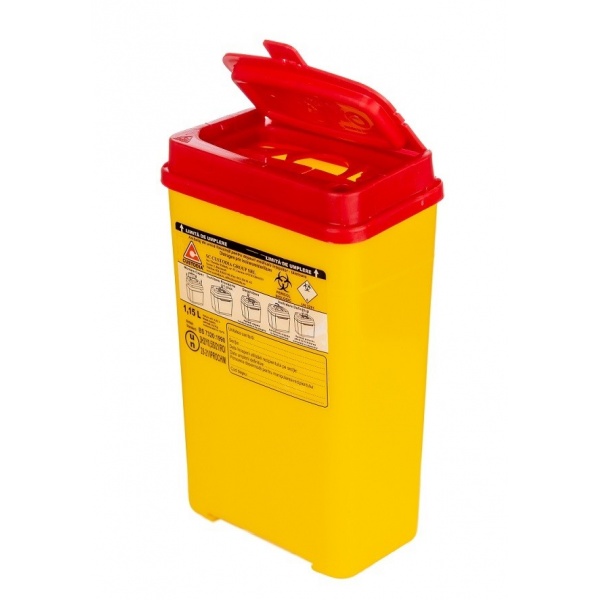 Recipient plastic pentru deseuri intepatoare taietoare - 1.15 litri