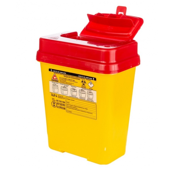Recipient plastic pentru deseuri intepatoare taietoare - 3.2 litri