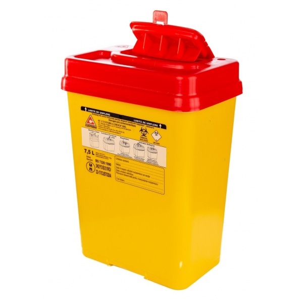 Recipient plastic pentru deseuri intepatoare taietoare - 7.5 litri