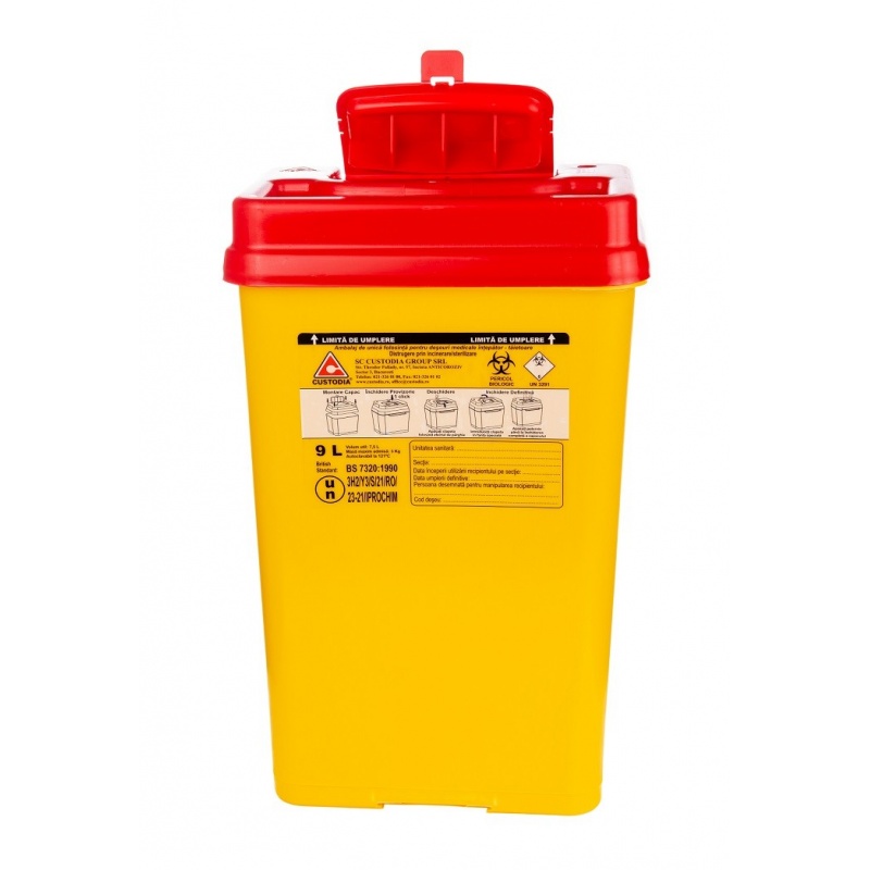 Recipient plastic pentru deseuri intepatoare taietoare - 9 litri