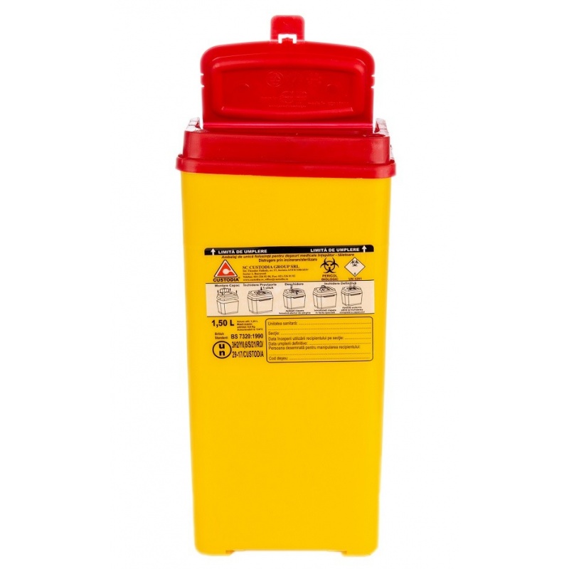 Recipient plastic pentru deseuri intepatoare taietoare - 1.5 litri