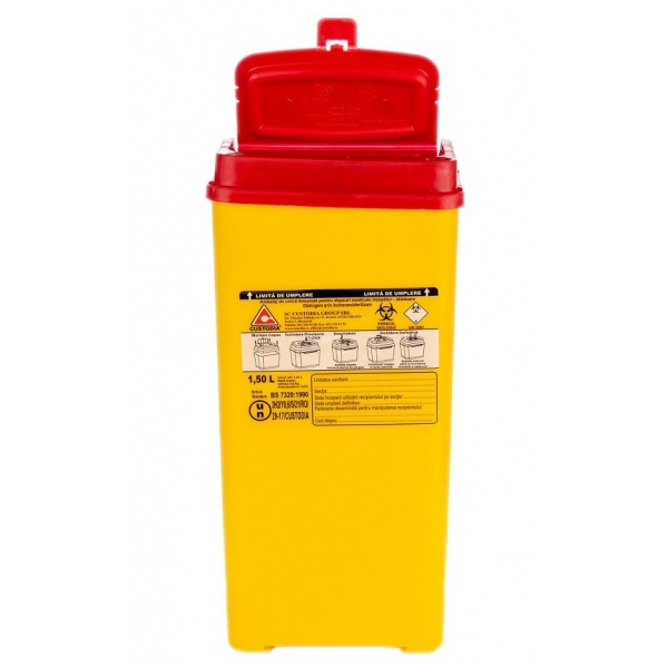Recipient plastic pentru deseuri intepatoare taietoare - 1.5 litri