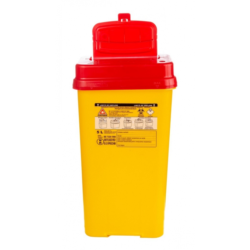 Recipient plastic pentru deseuri intepatoare taietoare - 5 litri