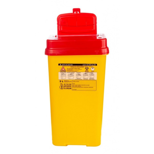 Recipient plastic pentru deseuri intepatoare taietoare - 5 litri
