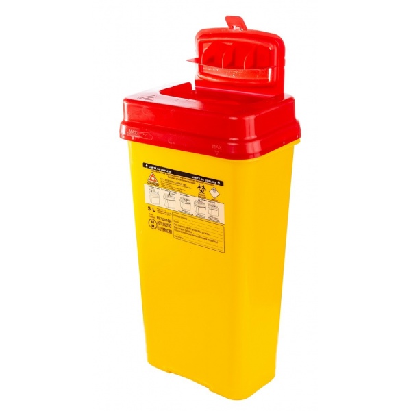 Recipient plastic pentru deseuri intepatoare taietoare - 5 litri